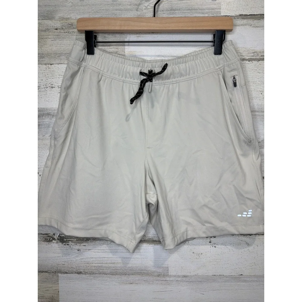 BCG Athletic Shorts Mens M Khaki Zipper Pocket Performance Gorpcore EUC